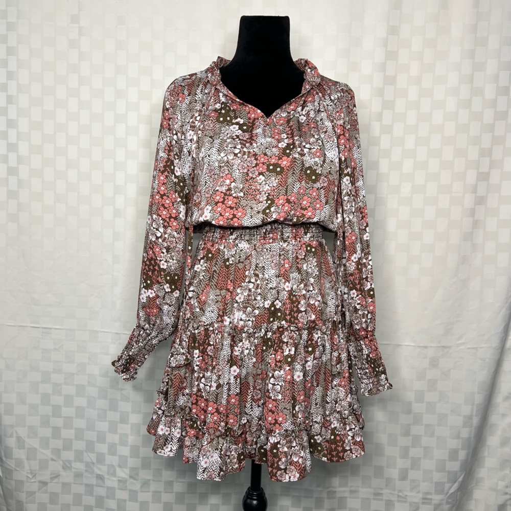 Floral Ruffled Tiered Sundress with Bishop Sleeves